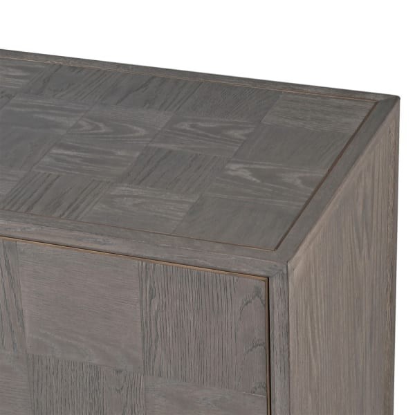 Camile Oak Grey Four-Door Sideboard with Brass Details – 193 × 86 cm