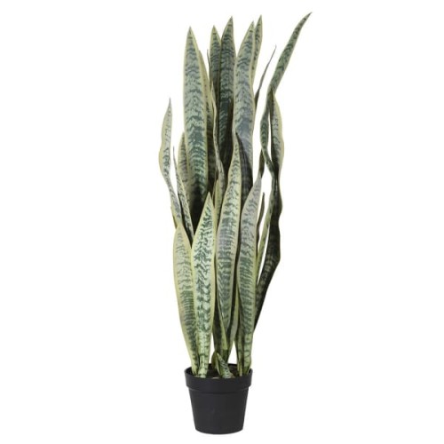 Artificial Snake Plant 120cm – Tall Faux Sansevieria in Black Pot