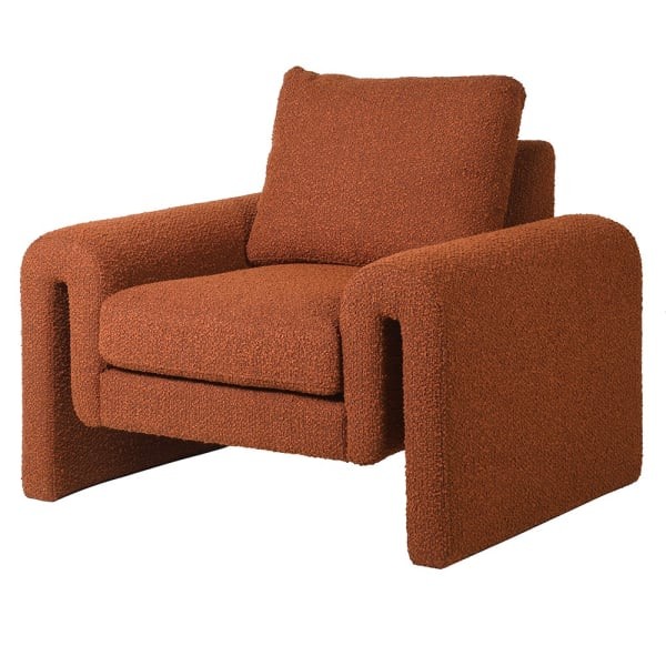 Cloud Rust bouclé armchair with broad upholstered arms