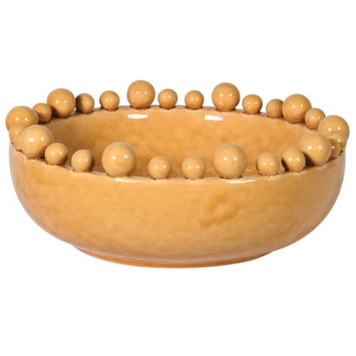 Yellow Decorative Ceramic Bubble Bowl 38 cm – Handmade Ceramic Centrepiece