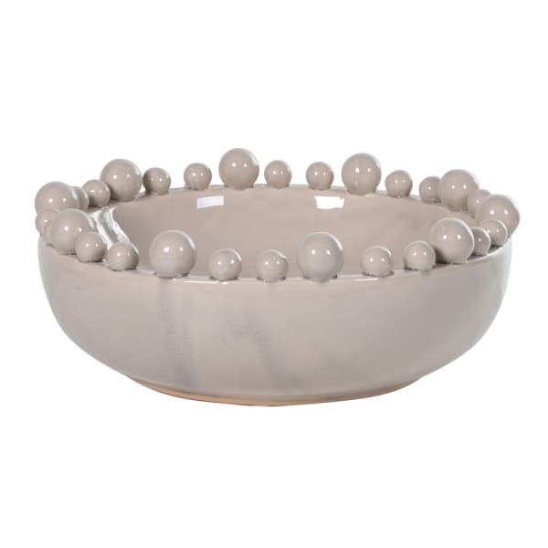 Cream handmade ceramic decorative bowl 38 cm for coffee table or dining table