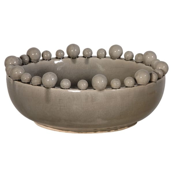 Grey Decorative Ceramic Bowl 38 cm – Handmade Ceramic Centrepiece