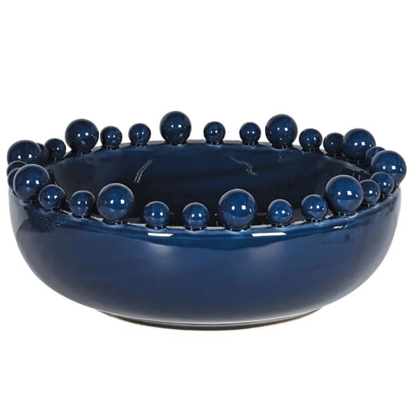 Blue handmade ceramic decorative bowl 38 cm for coffee table or dining table