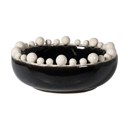 Black and White Decorative Ceramic Bowl 38 cm – Handmade Ceramic Centrepiece