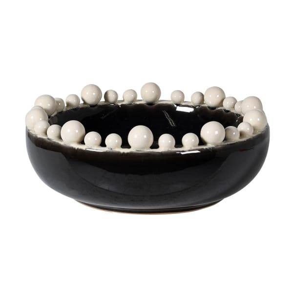 Black and White Decorative Ceramic Bowl 38 cm – Handmade Ceramic Centrepiece