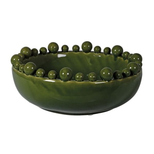 Green Ceramic Decorative Bowl 38 cm – Handmade Coffee Table Centrepiece