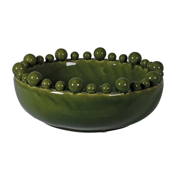 Green ceramic decorative bowl 38 cm