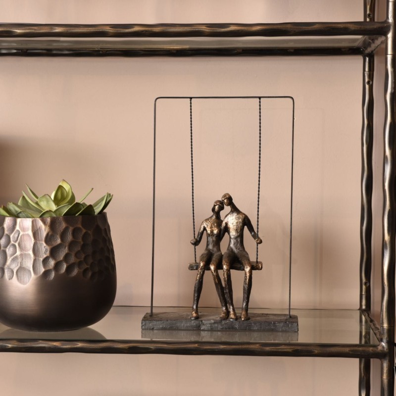 Swing Sculpture 37 cm couple on the swing bronze poliresin