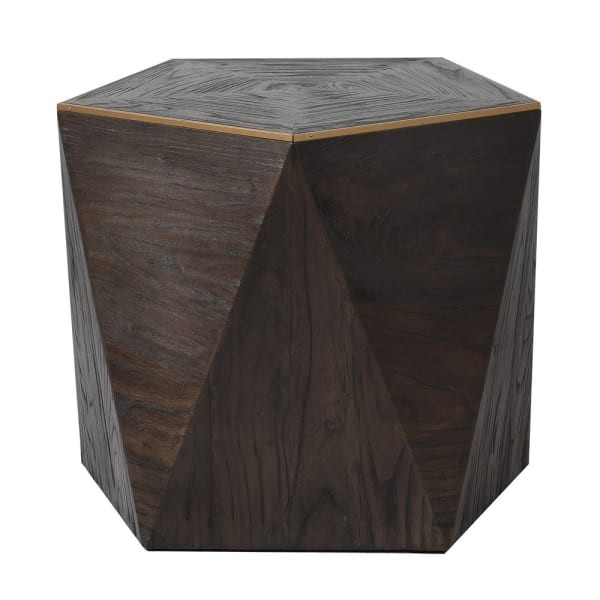 Finchley Hex Side Table 51 cm elm poplar copper details
