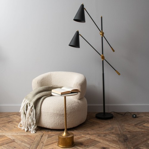 Mayfair Black Metal Floor Lamp 170 cm finish in mat black with brass details