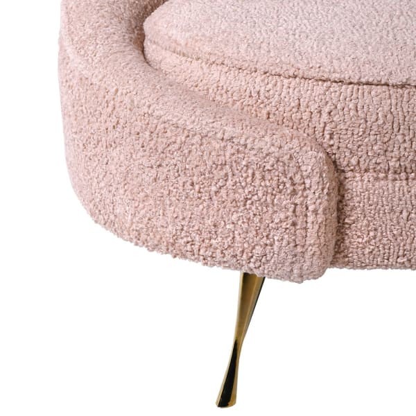 Boucle Blush 2 Seater Sofa 160x79 cm curved shape light pink upholstery golden legs