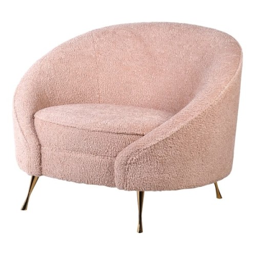Boucle Blush Occasional Chair 100x77 cm light pink gold stainless steel legs