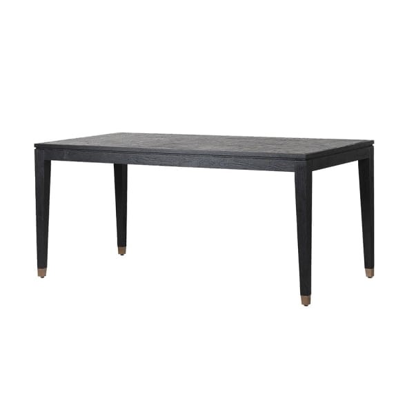 Zelten Black Wooden Dining Table 90x180 cm oak with brass details