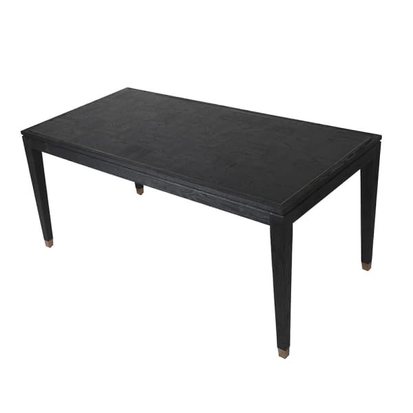 Zelten Black Wooden Dining Table 90x180 cm oak with brass details