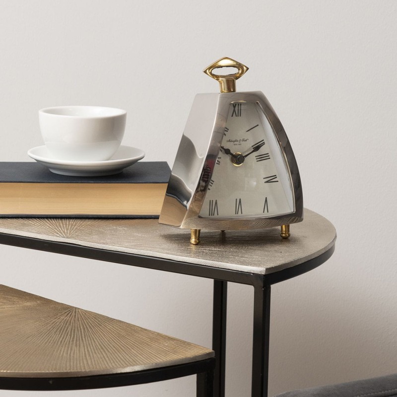 Chelsea Side Tables aluminium silver and gold tops with black iron frame