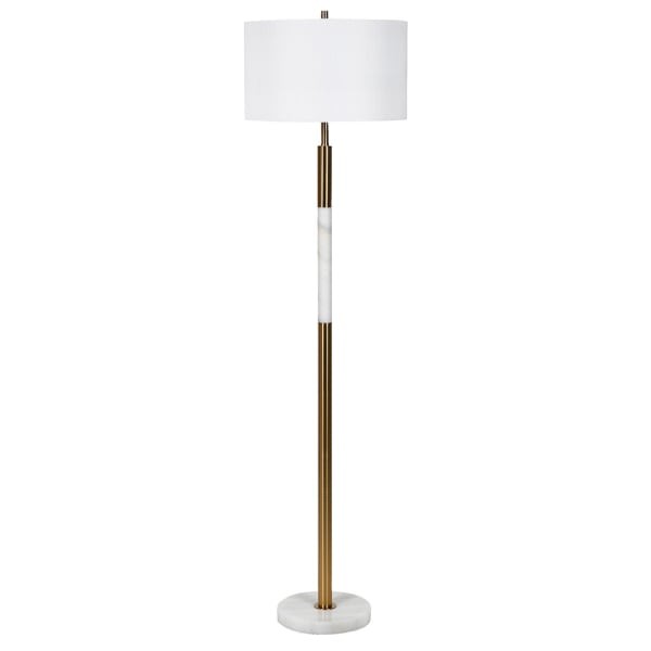 Marble White 157cm floor lamp with a white marble base and gold frame