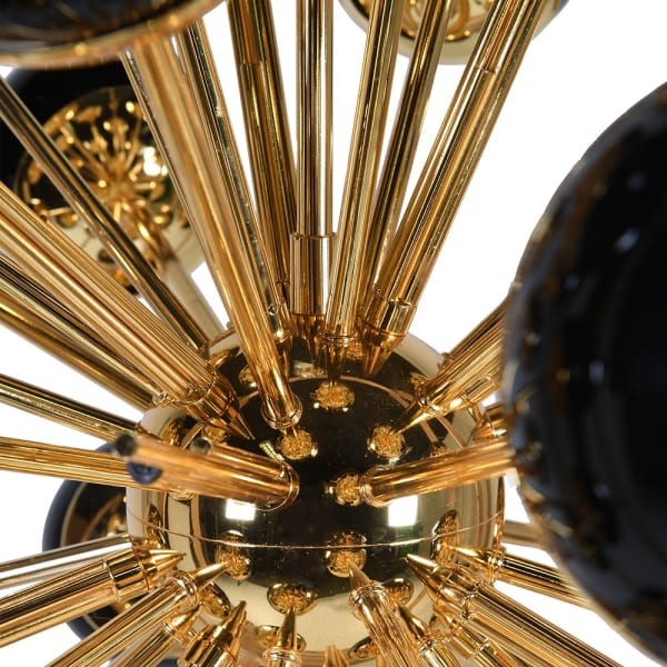 Satellite Black Chandelier 82x95 cm black balls golden frame