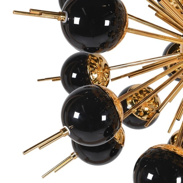 Satellite Black Chandelier 82x95 cm black balls golden frame