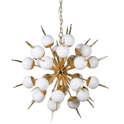 Satellite White Chandelier 82x95 cm White Spheres with Gold Frame
