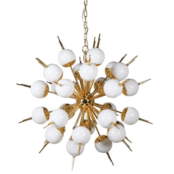 Satellite White Chandelier 82x95 cm White Spheres with Gold Frame