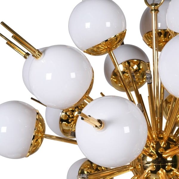 Satellite White Chandelier 82x95 cm White Spheres with Gold Frame