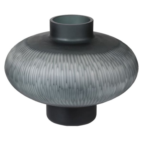 Knightsbridge Grey Glass Vase S 26 cm – Textured Sculptural Vase