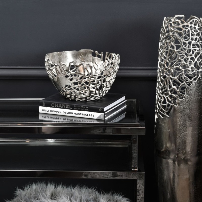 Statement silver floor vase for entrance hall