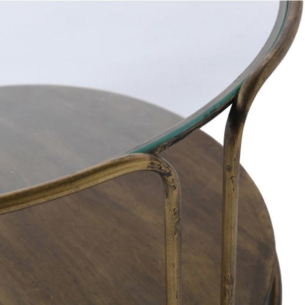 Iron Round Coffee Table 70 cm – Glass Top with Gold Iron Frame