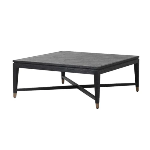 Zelten Black Square Coffee Table 110cm with Black Oak and Brass Details