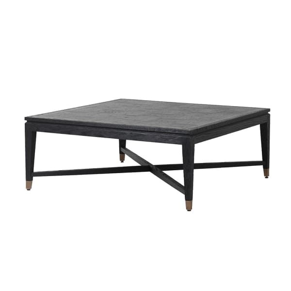 Zelten Black Square Coffee Table 110cm with Black Oak and Brass Details