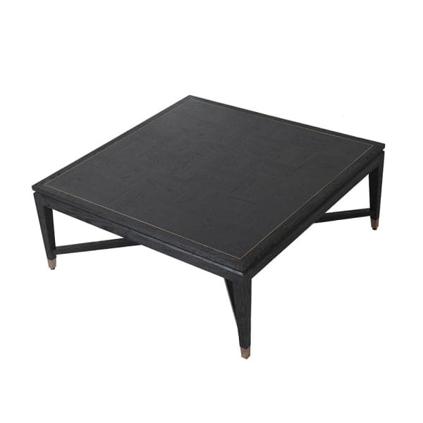 Zelten Black Square Coffee Table 110cm with Black Oak and Brass Details