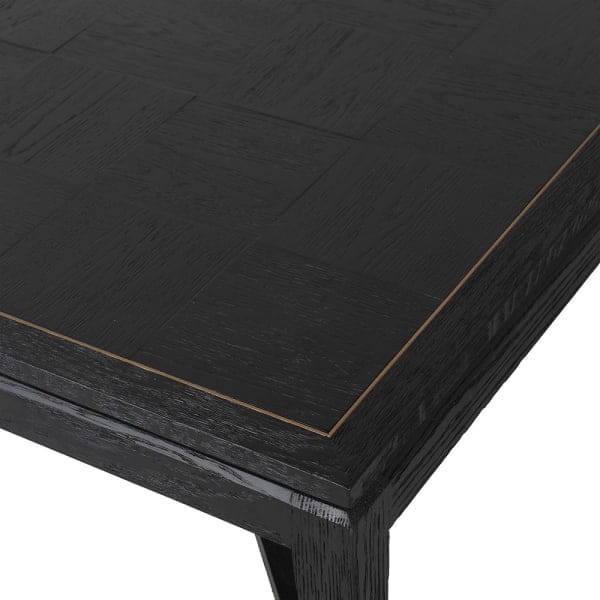 Zelten Black Square Coffee Table 110cm with Black Oak and Brass Details