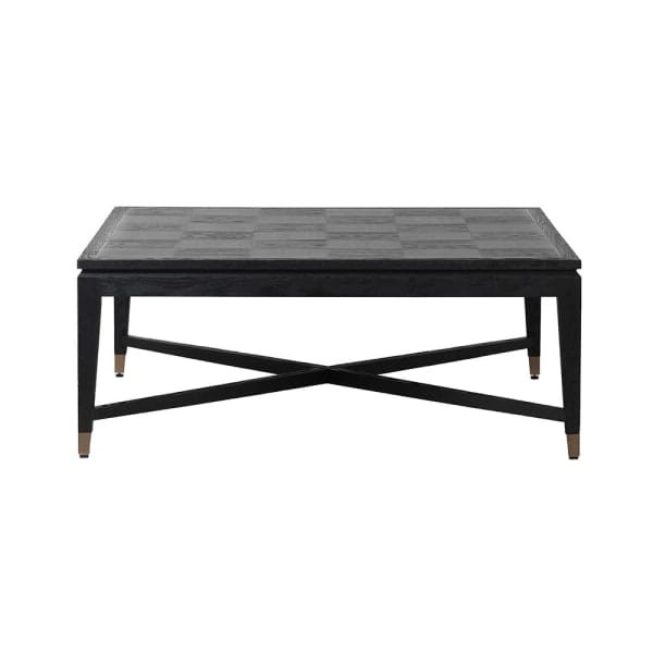 Zelten Black Square Coffee Table 110cm with Black Oak and Brass Details
