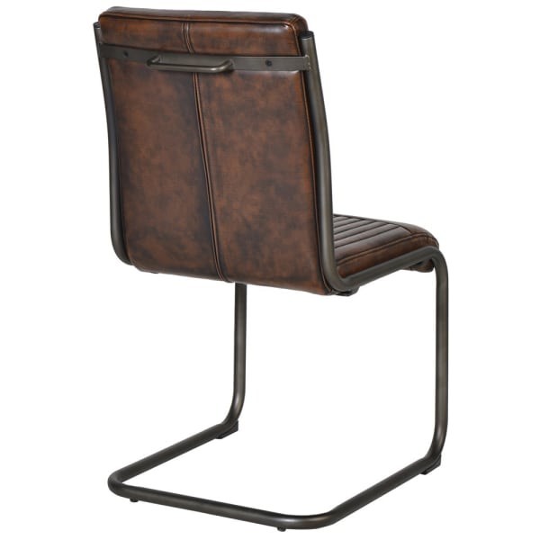 Brown Chester Dining Chair brown faux leather metal steel frame