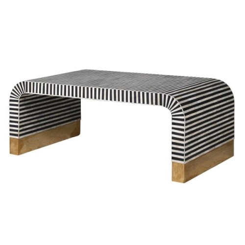 Muswell Bone Inlay Coffee Table 116 cm – Black, White & Gold