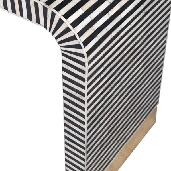 Monochrome Muswell Console Table 46x116 cm Bone Inlay Gold Details