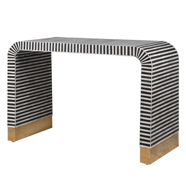 Muswell Console Table 46x116 cm Bone Inlay Gold Details