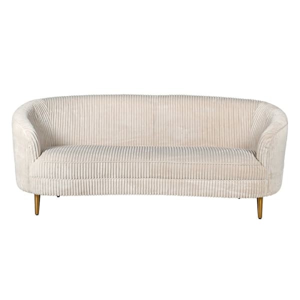 Kensington 180 cm cream corduroy sofa with gold steel legs