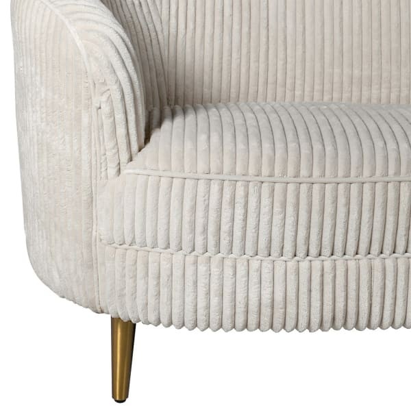 Kensington 180 cm cream corduroy sofa with gold steel legs