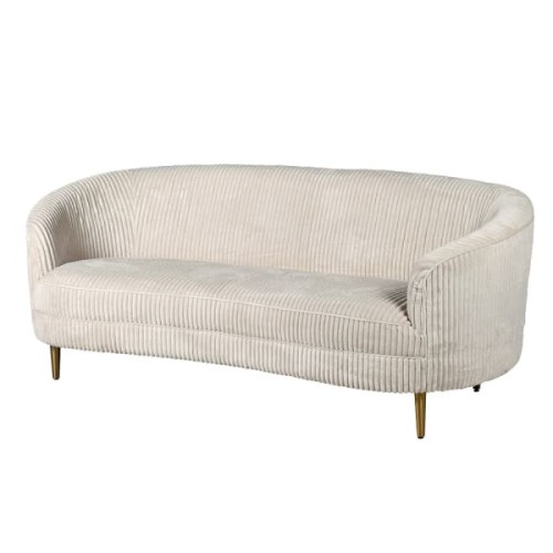 Kensington 180 cm Cream Corduroy Sofa with Gold Steel Legs