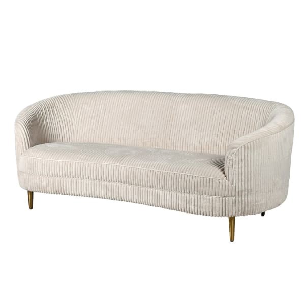 Kensington 180 cm cream corduroy sofa with gold steel legs
