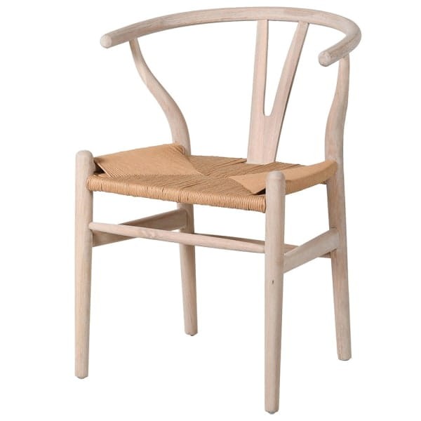 Linton Oak reclaimed oak dining chair with woven rope seat
