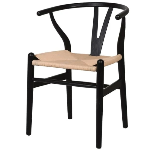 Linton Black Wishbone Dining Chair 78cm with Woven Seat
