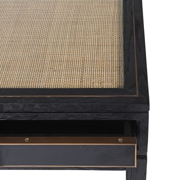 Zelten Black Desk / Dressing table 130x79,5 cm oak rattan glass too two drawers
