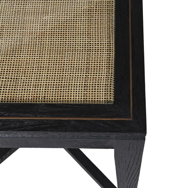 Zelten Black Oak Side Table with Glass-Encased Rattan Detailing, 50 x 61.5cm