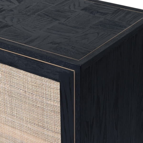 Zelten Black four-door sideboard 193 cm in oak and rattan