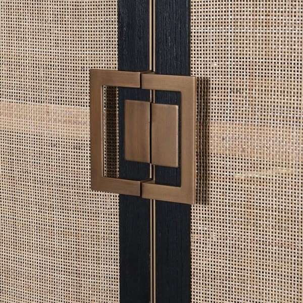 Zelten Black Bar Cabinet 183 cm black oak rattan details cabinet on stand