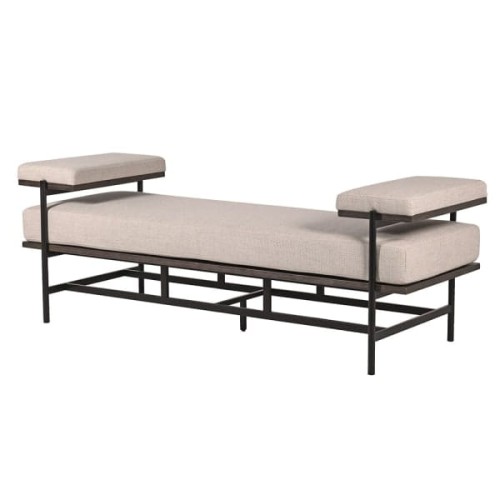Savile Cream Upholstered Bench with Arms – 185 cm