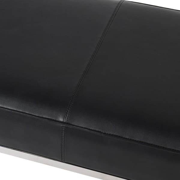 Sloane Black Bench  122 cm black leather stainless steel base