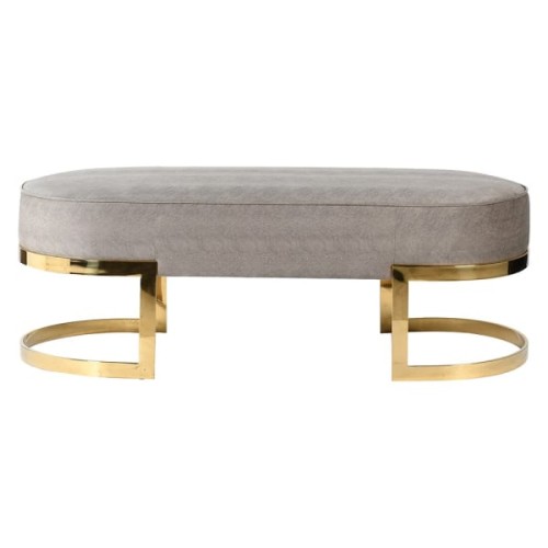Belgrave Grey Bench 132 cm warm grey velvet gold stainless steel base